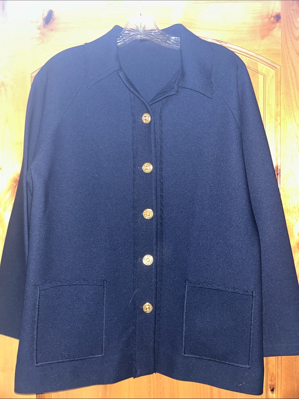 Classic Navy Button-Front Blazer Jacket
